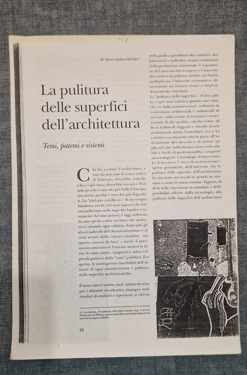 La pulitura delle superfici — Temi, patemi e sistemi