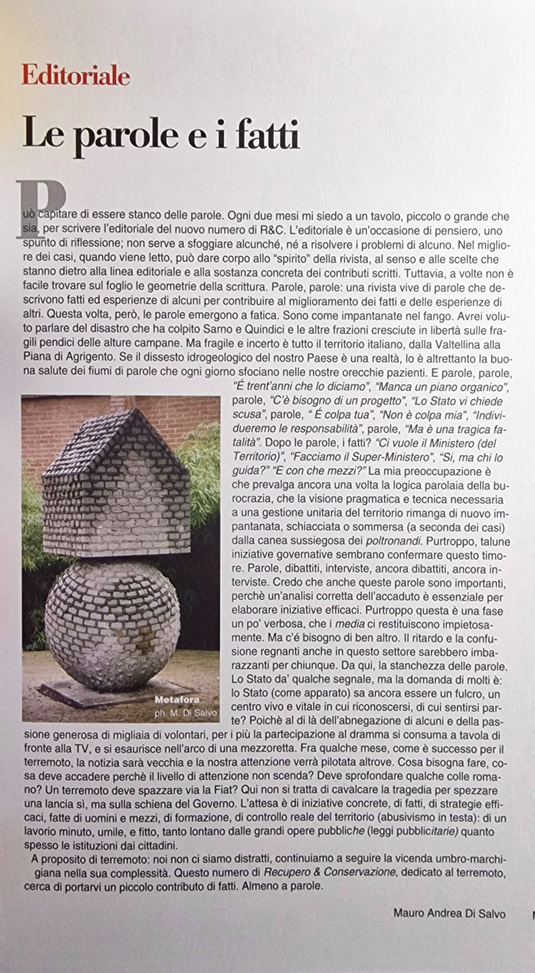 Le parole e i fatti